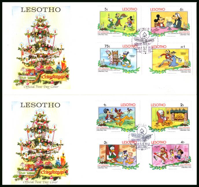 Christmas - Disney<br/>on a pair of unaddressed official illustrated First Day Covers