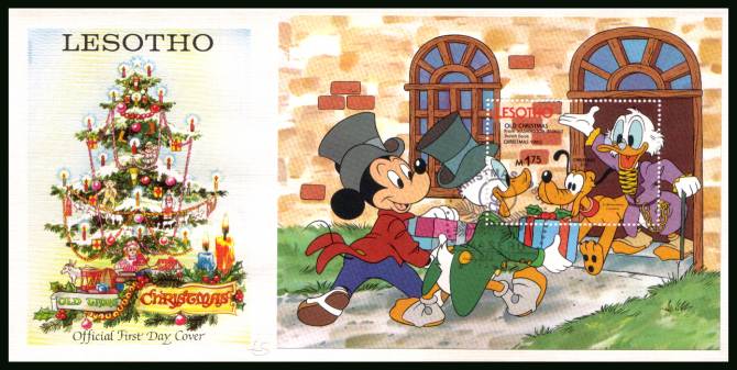 Christmas - Disney minisheet
<br/>on an unaddressed official illustrated First Day Cover