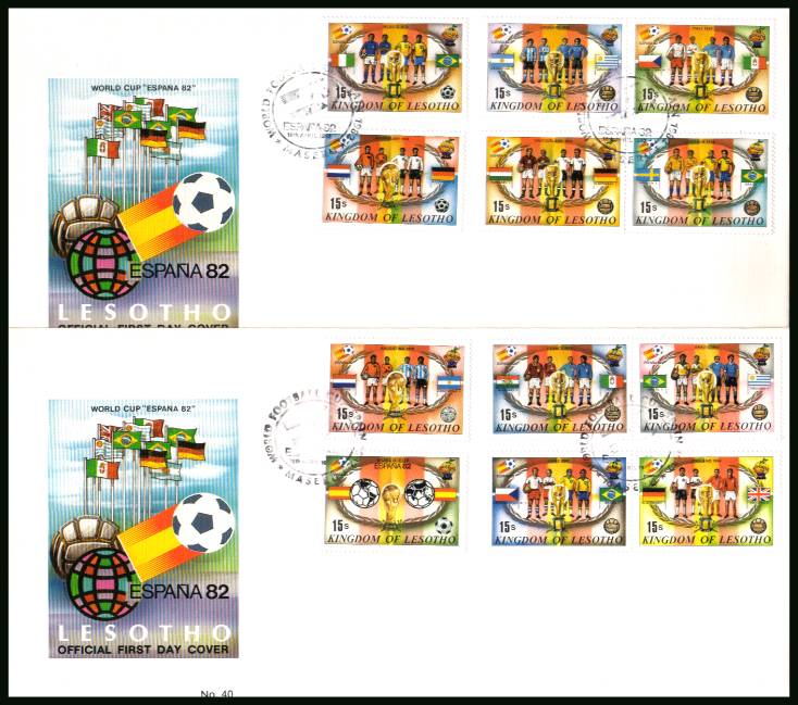World Cup Football Championships set of twelve<br/>on two official unaddressed First Day Covers