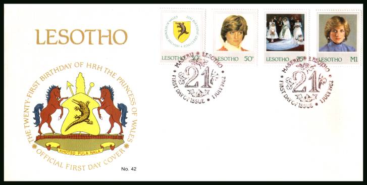 21st Birthday of Princess of Wales<br/>on an official unaddressed First Day Cover