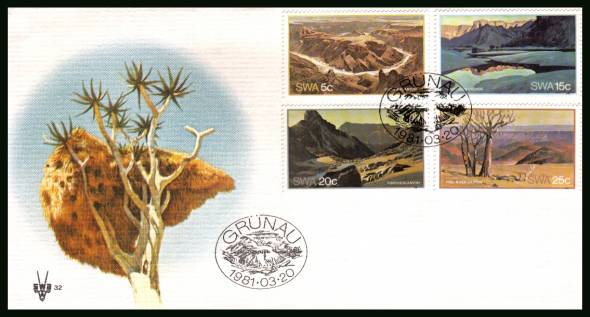 Fish River Canyon<br/>on an official unaddressed First Day Cover<br/>Cover number:32