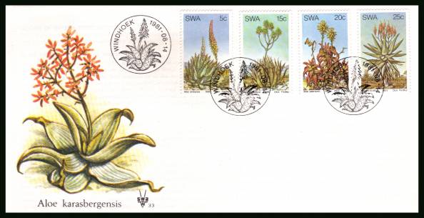 Aloes<br/>on an official unaddressed First Day Cover<br/>Cover number:33