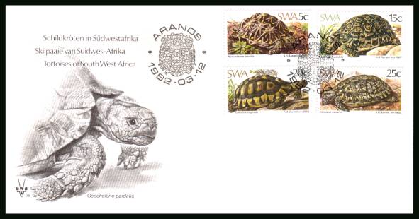 Tortoises<br/>on an official unaddressed First Day Cover<br/>Cover number: 36