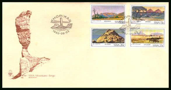 Mountains of South West Africa<br/>on an official unaddressed First Day Cover<br/>Cover number:38