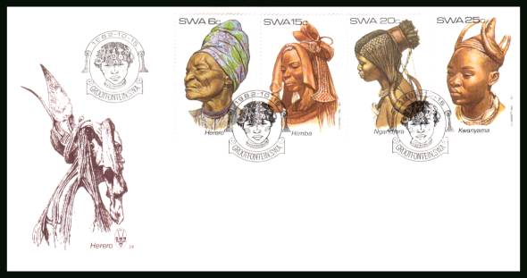 Traditional Head-dresses of South West Africa - 1st Series<br/>on an official unaddressed First Day Cover<br/>Cover number:39