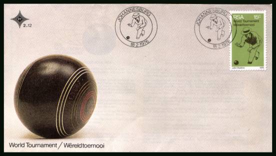 Sports - Bowls<br/>on an official unaddressed First Day Cover - note printed on Grey paper
<br/>Cover number:2.12