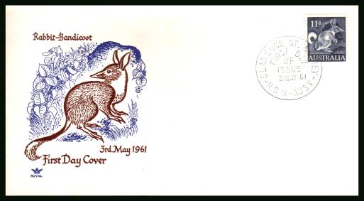 Common Rabbit-Bandicoot definitive single <br/>on an unaddressed First Day Cover