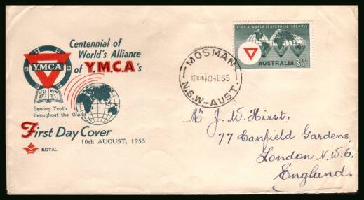 World Centenary of YMCA<br/>on a neat hand addressed First Day Cover 

