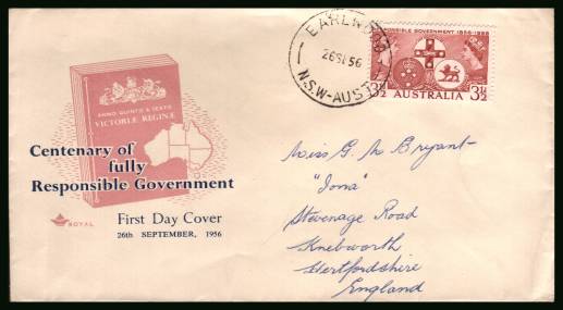 Centenary of Responsible Government<br/>on a neat hand addressed First Day Cover 

