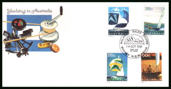 Yachts<br/>on an unaddressed illustrated official First Day Cover