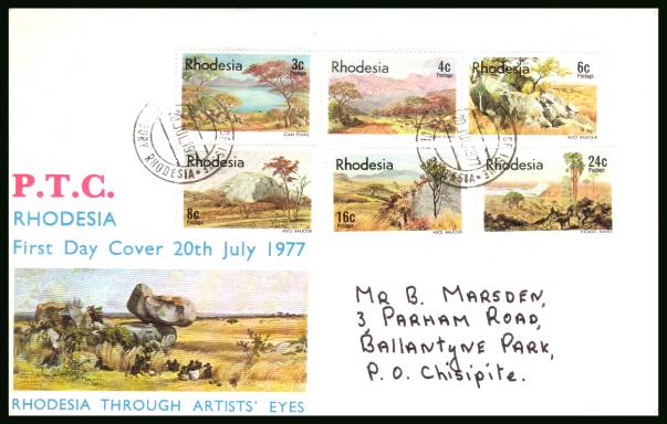 Landscape Paintings set of six<br/>on a hand  address illustrated First Day Cover