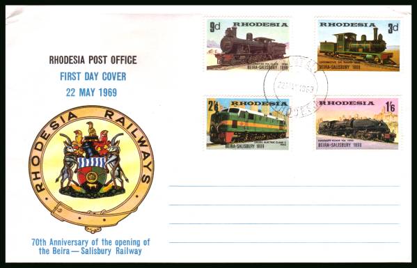 Opening of Beira - Salisbury Railway<br/>on an unaddressed First Day Cover.