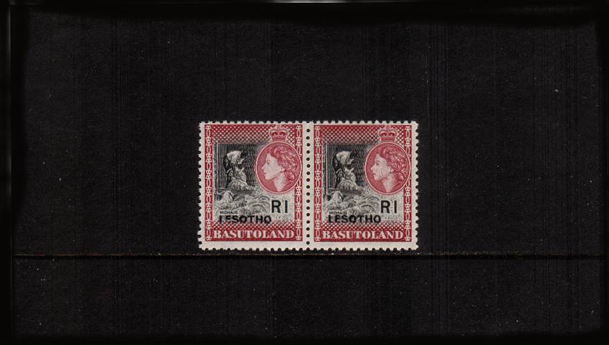 
1R Black and Maroon in a  horizontal pair superb unmounted mint showing the overprint error ''ISEOTHO'' in pair with normal. 






<br/><b>XZX</b>
