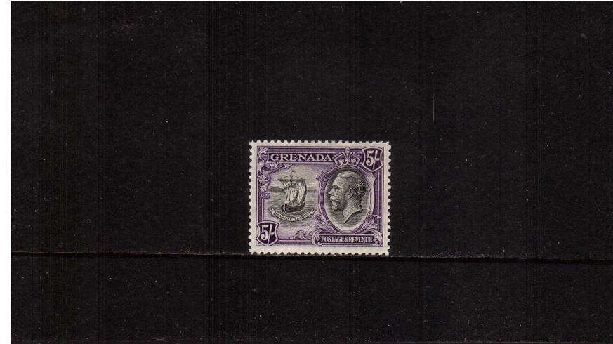 5/- Black and Violet.<br/>The top value of the definitive set lightly mounted mint.