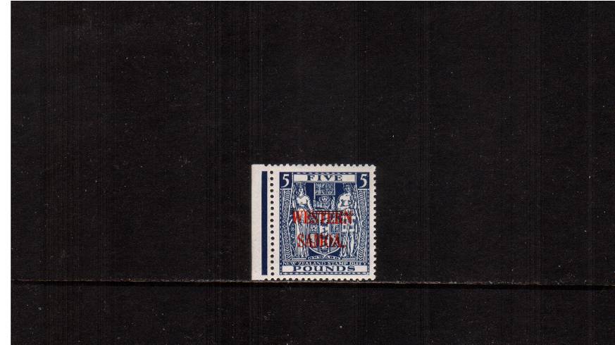 5 Indigo-Blue Postal Fiscal stamp<br/>
A superb unmounted mint left side marginal single. 

<br/><b>QJQ</b>