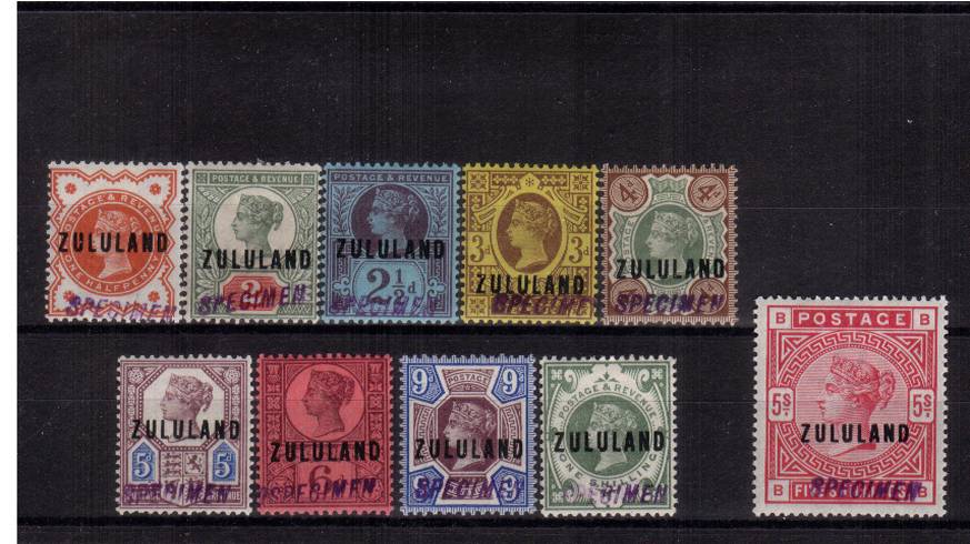 A truly superb very, very lightly mounted mint complete handstamped ''SPECIMEN'' set of ten with each stamp a mere trace of a hinge. A lovely bright and fresh set of stunning quality! SG Cat 650
<br><b>QRQ</b>