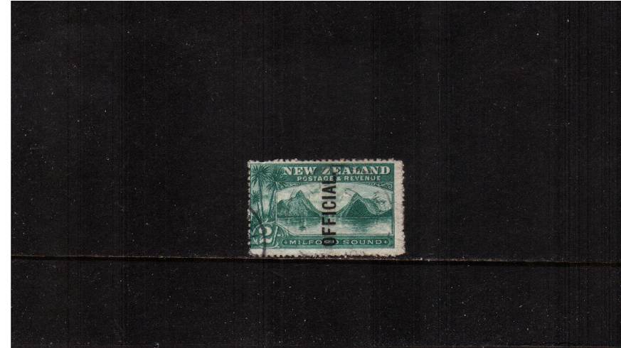 2/- Blue-Green<br/>
A superb very fine used single with a cancel across the SW corner.<br/>
Seldom seen!  SG Cat 140
