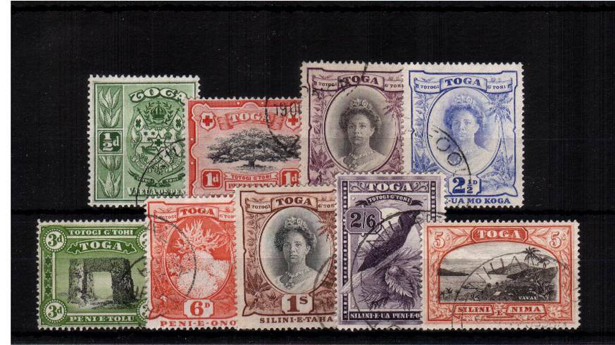 a stunning superb fine uised set of nine with each stamp having a selected Tonga CDS cancel. Gem set! SG Cat 110 
<br/><b>UAU</b>