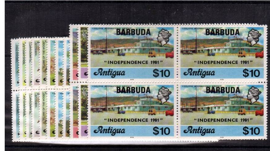 Superb unmounted mint set of eleven in blocks of four overprinted ''INDEPENDENCE 1981''
<br/><b>UBU</b>