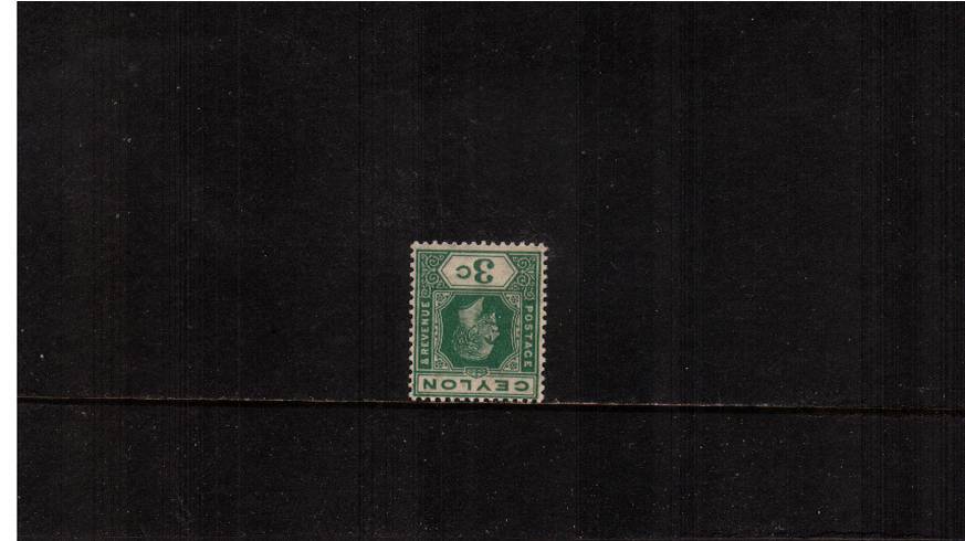 3c Blue-Green - Watermark Multiple Crown CA<br/>
A superb unmounted mint single<br/>
showing the WATERMARK INVERTED & REVERSED variety.<br/>SG Cat for mounted mint 28
<br/><b>UDX</b>