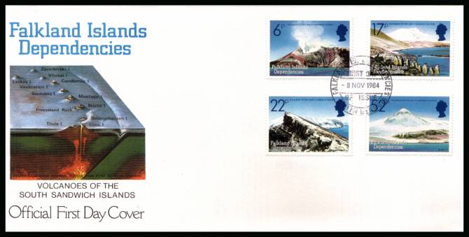 Volcanoes of South Sandwich Islands 
set of four<br/>on a SOUTH GEORGIA  cancelled unaddressed official full colour First Day Cover

