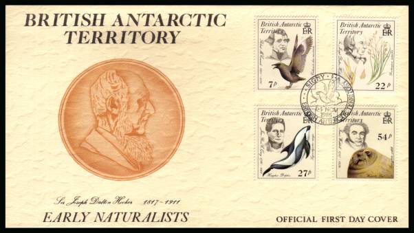Early Naturalists set of four on an unaddressed Official First Day Cover cancelled SIGNY