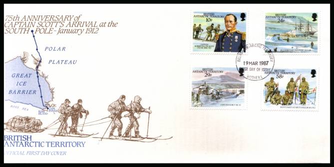 Captain Scott's Arrival set of four on an unaddressed Official First Day Cover cancelled ROTHERA