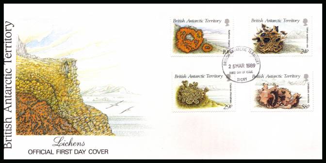 Lichens set of four on an unaddressed Official First Day Cover cancelled SIGNY
