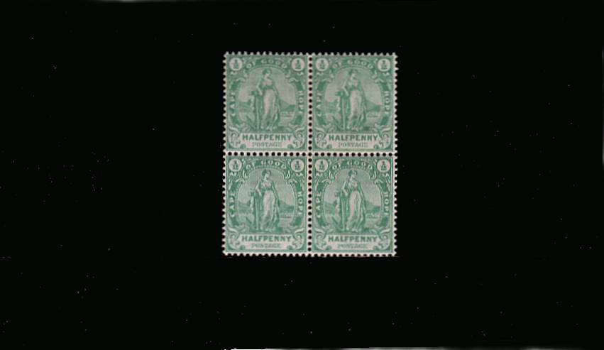d Green ''Hope'' Standing<br/>A superb unmounted mint block of four. SG Cat for mounted 44.00
<br/><b>UFU</b>