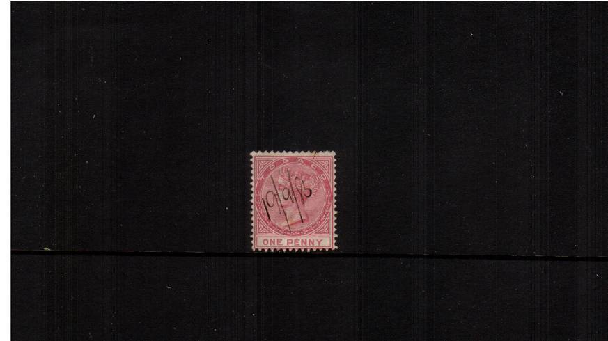 1d Rose<br/>
A fiscally used single with a manuscript date of 19-9-83. SG Cat 100