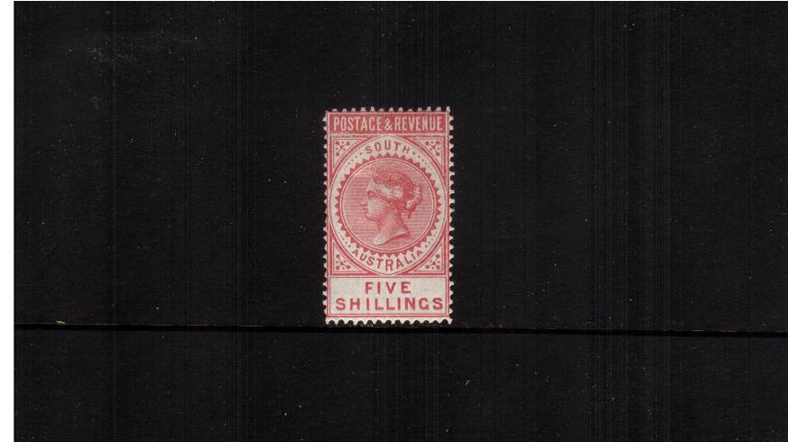 5/- Rose-Carmine Perf 11-12<br/>
A fine lightly mounted mint single with full gum. SG Cat 120
<br/><b>QCX</b>