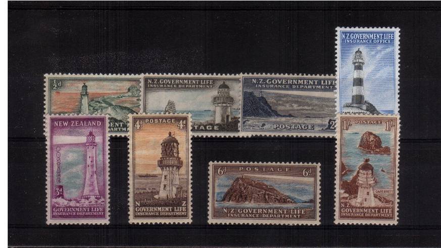 1947 - LIFE INSURANCE - Lighthouses<br/>
A fine mounted mint set of eight .<br/><b>QDX</b>