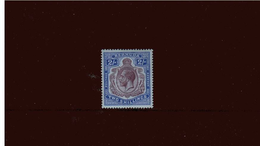 2/- Purple and Blue on Blue - Watermark Multiple Crown CA<br/>
A fine lightly mounted mint single. SG Cat 23
<br/><b>QDX</b>