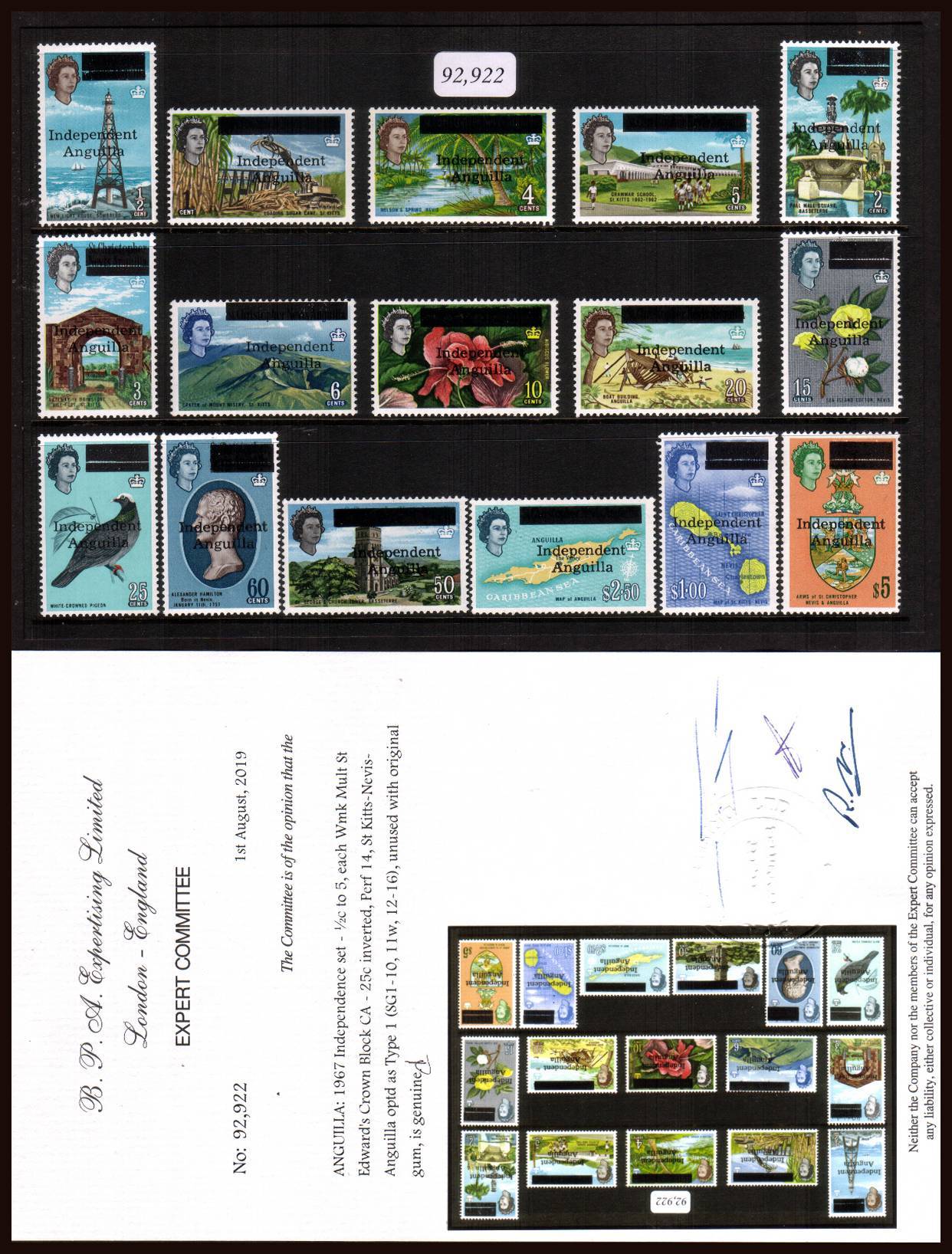 The Rarest set of QEII British Commonwealth Philately!<br/>
Unmounted mint set with a BPA certificate (2019) stating GENUINE! Complete sets in the world unmounted, maybe 40? Terms are available. SG Cat 25,000 
<b><p style=