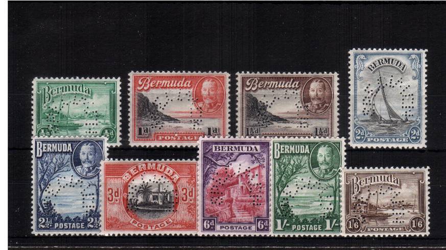 The pictorial definitives set of nine perfined ''SPECIMEN'' lightly mounted mint. SG Cat 325
<br/><b>QGX</b>