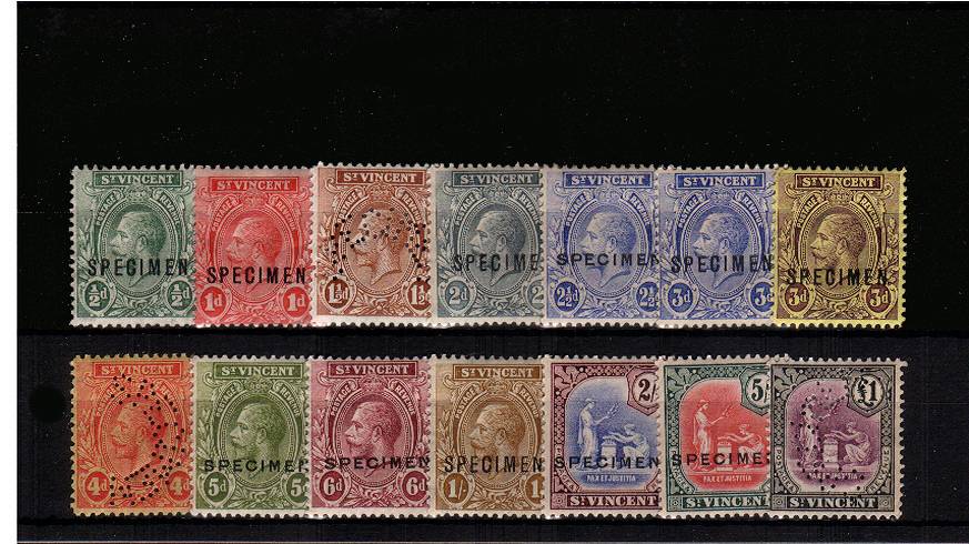The Multiple Script set of fourteen lightly mounted mint perfined or overprinted ''SPECIMEN''.
<br/><b>QNX</b>