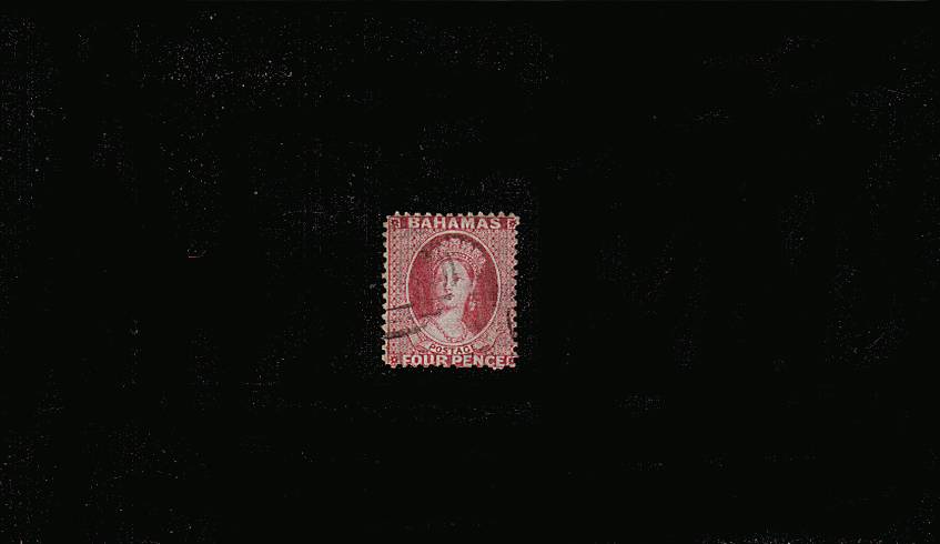 4d Brownish Rose - Watermark Crown CC - Perforation 12<br/>
A fine used stamp. SG Cat 80 
<br/><b>QPX</b>