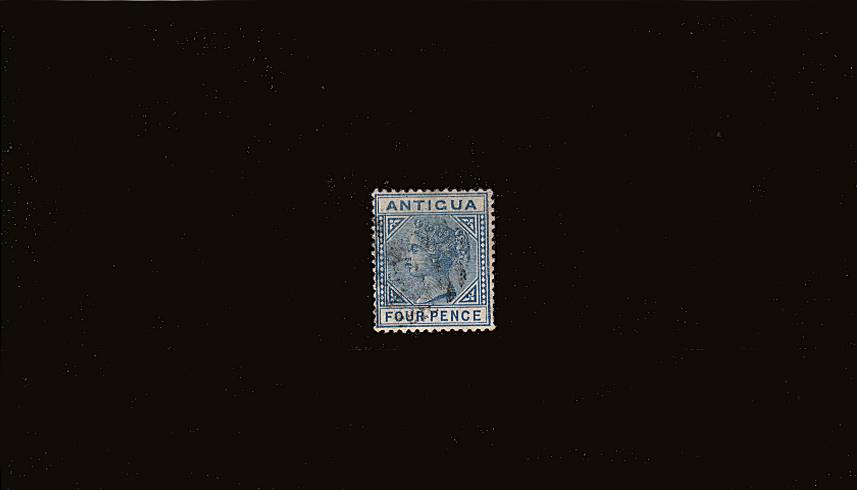 4d Blue - Watermark Crown CC<br/>
A fine used stamp with a couple of nibbled perfs at right. SG Cat 13