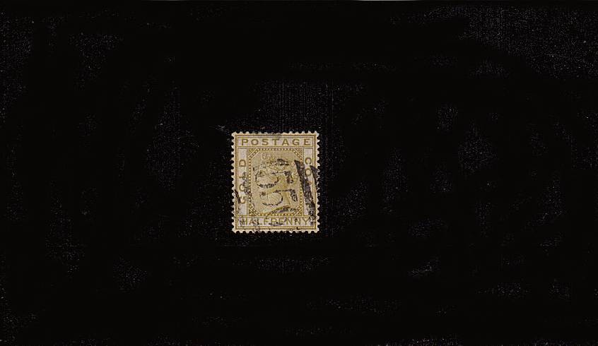 d Olive-Yellow - Watermark Crown CC<br/>
A good used stamp with a small fault at top. SG Cat 45