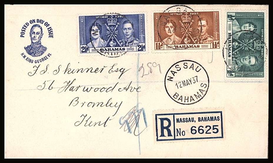 The Coronation set of three on a DIBBEN printed address small neat registered First Day Cover
