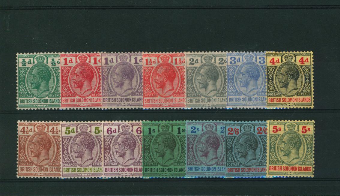 The George 5th set of fourteen to the 5/- value<br/>lightly mounted mint with many being unmounted mint.

<br/><b>QQL</b>