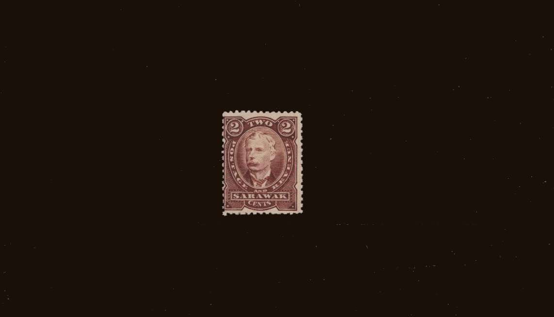 Sir Charles Brooke<br/>
2c Brown-Red - No Watermark<br/>
<b>Second Printing - Perforation 12</b><br/>
A superb unmounted mint single
<br/><b>QQR</b>