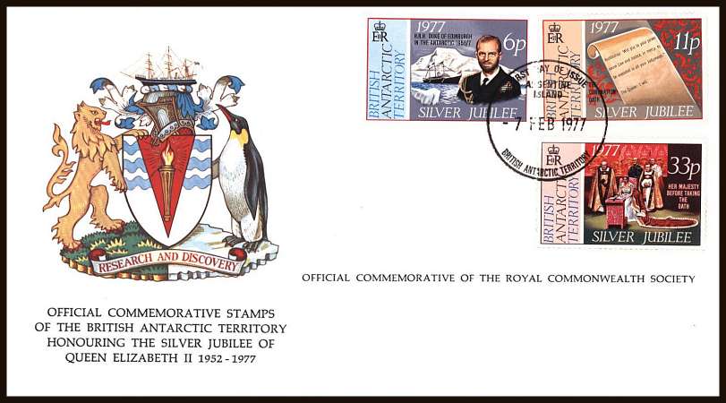 Silver Jubilee set of three on an unaddressed colour illustrated First Day Cover.