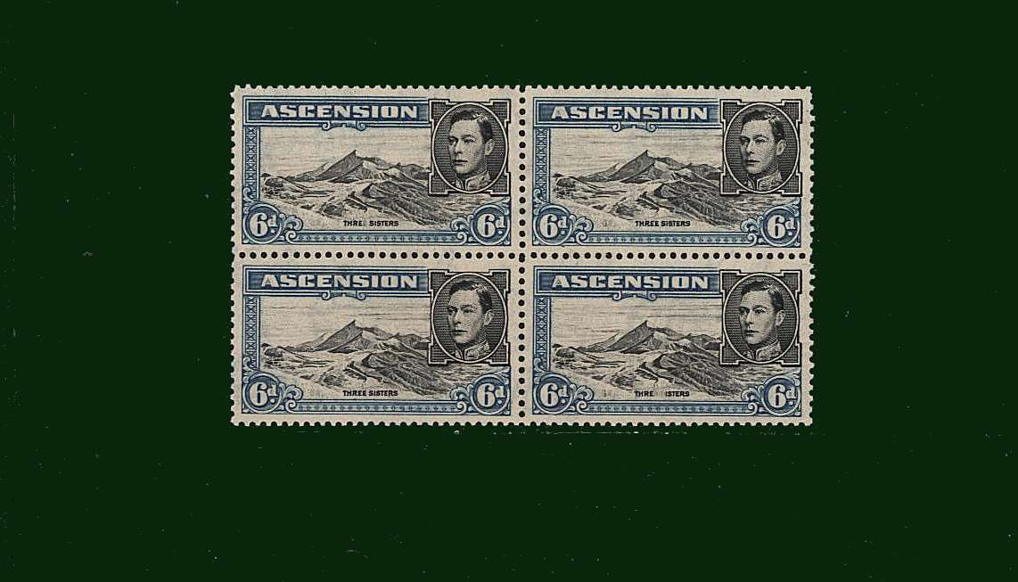 6d Black and Blue
<br/> Perforation 13<br/>
In a superb unmounted mint block of four.<br/><b>BBD</b>