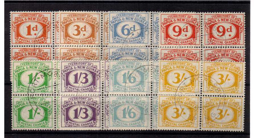 Complete set of eight in superb fine used blocks of four.