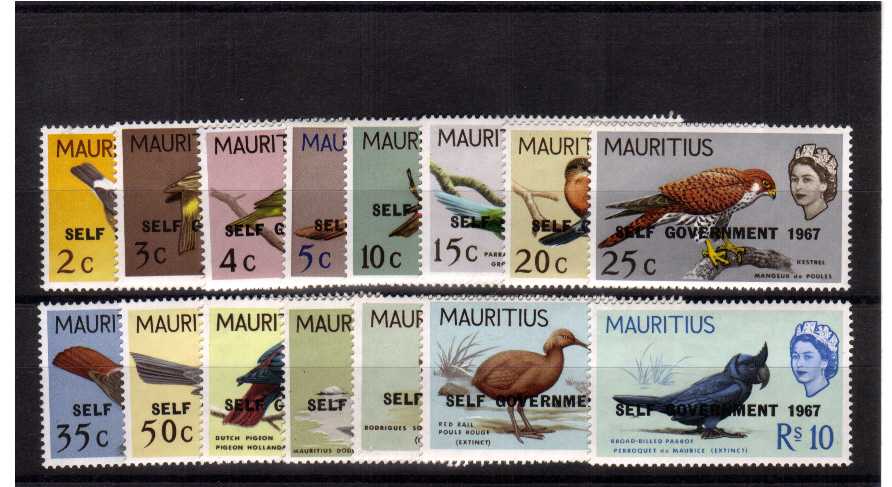 The ''SELF GOVERNMENT'' overprint on BIRDS set of fifteen superb unmounted mint.
<br/><b>UEU</b>