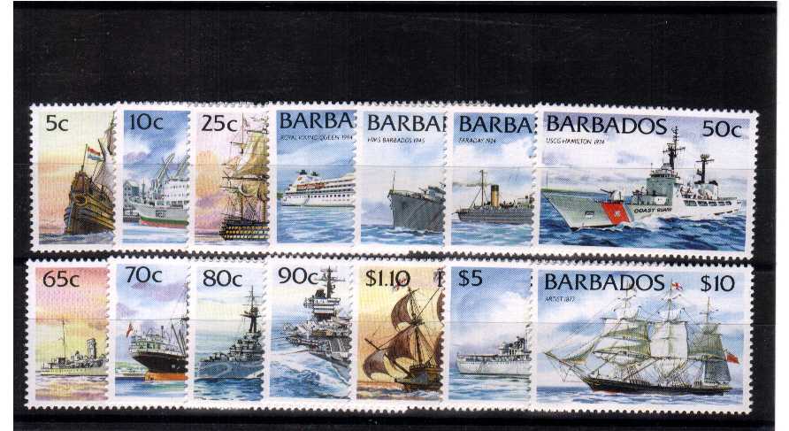 Ships set of fourteen - without imprint - superb unmounted mint.