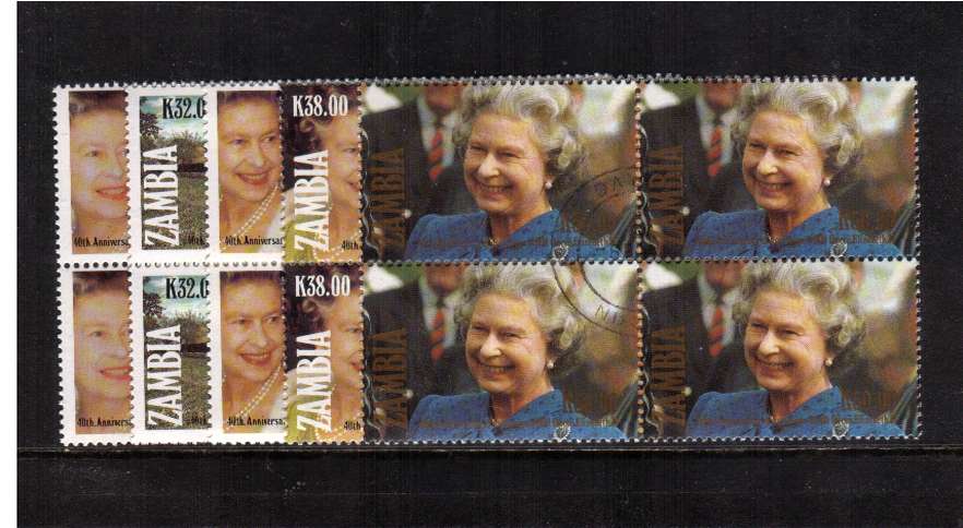Queen Elizabeths' Accession set of five in superb fine used blocks of four.<br/><br/>
<b>NYQ11</b>