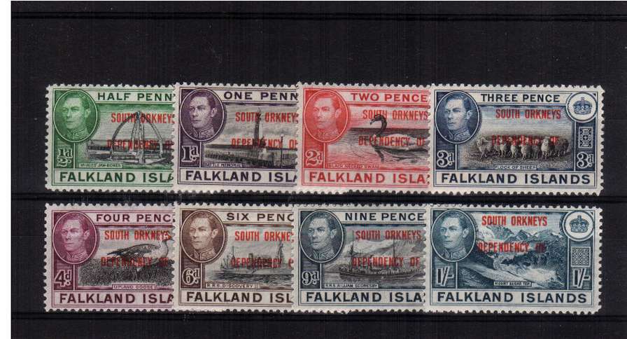 SOUTH ORKNEYS - overprint set of eight mounted mint.<br/><b>BBP</b>