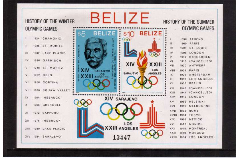 History of Olympic Games single odd minisheet superb unmounted mint.